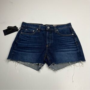 Rag & Bone Dre Low Rise Short Womens Size 27 Dark Wash Blue Denim Button Fly NEW